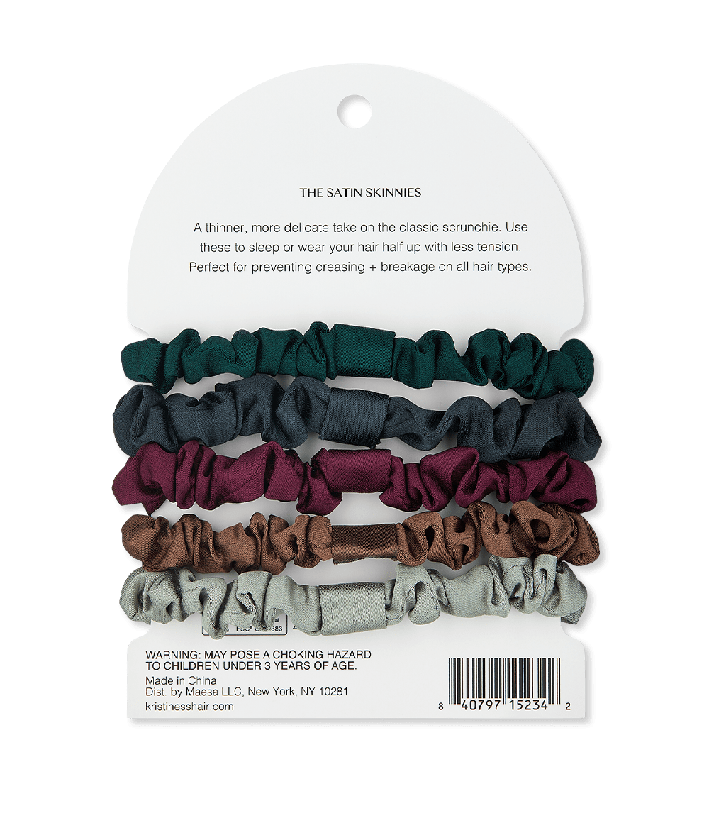 Satin Skinnies Hair Ties Image Back of Package