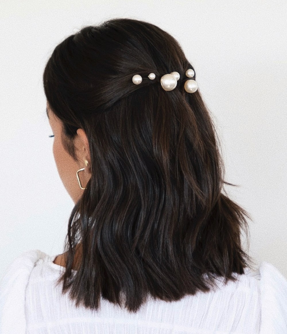 Pearl Bobby Pins in Hair Model