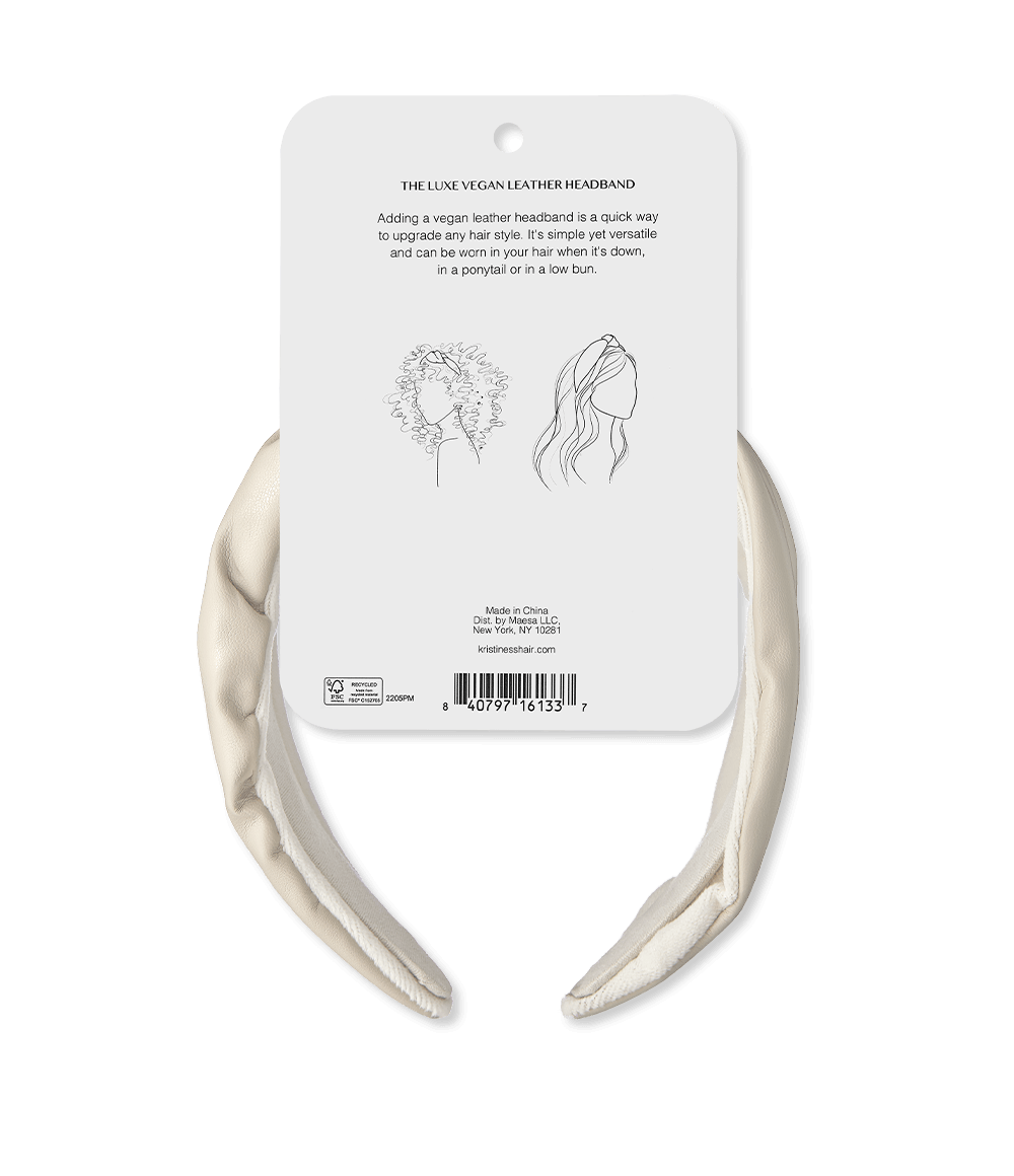 Luxe Vegan Leather Headband - Sand