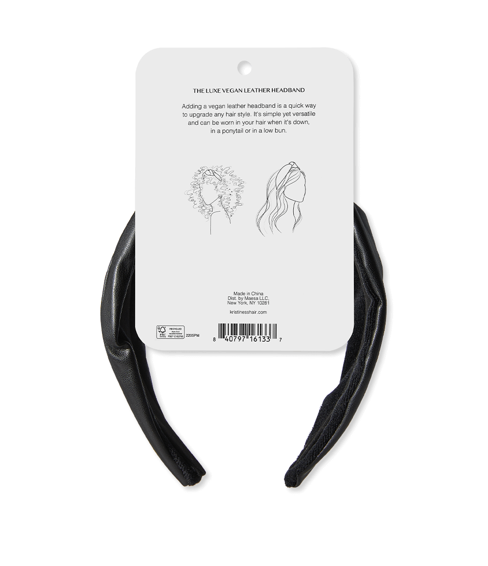 Luxe Vegan Leather Headband - Black