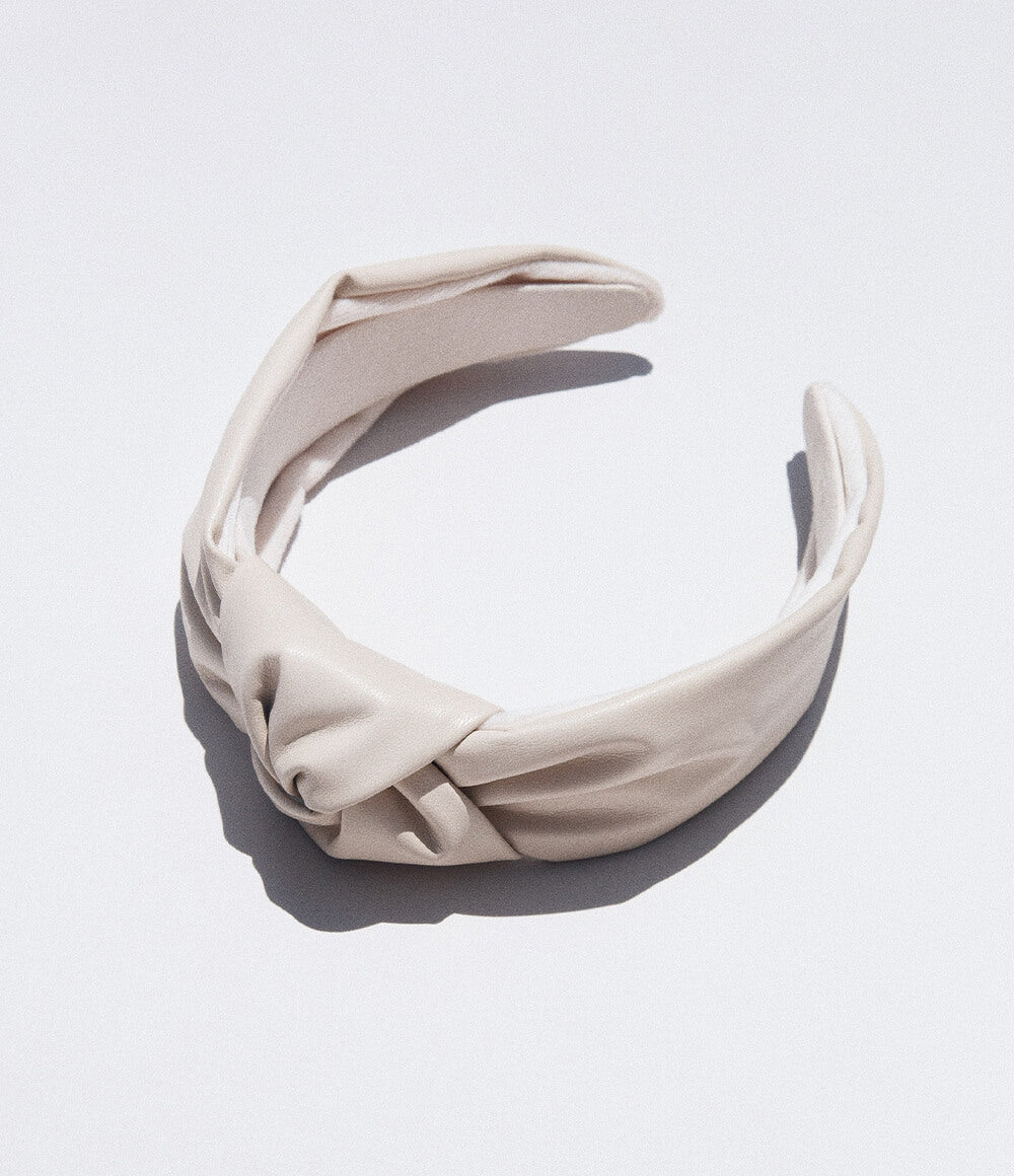 Luxe Vegan Leather Headband - Sand