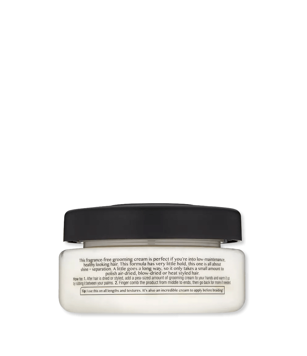 Fragrance Free Soft Shine Grooming Cream for Shine + Definition - Frizz Reducing, Hair Styling Cream for Men and Women, Soft Hold, Vegan Back of Bottle